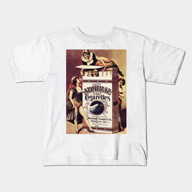 ADMIRAL CIGARETTES New York USA 1890s Vintage Tobacco Advertising Art Kids T-Shirt by vintageposters